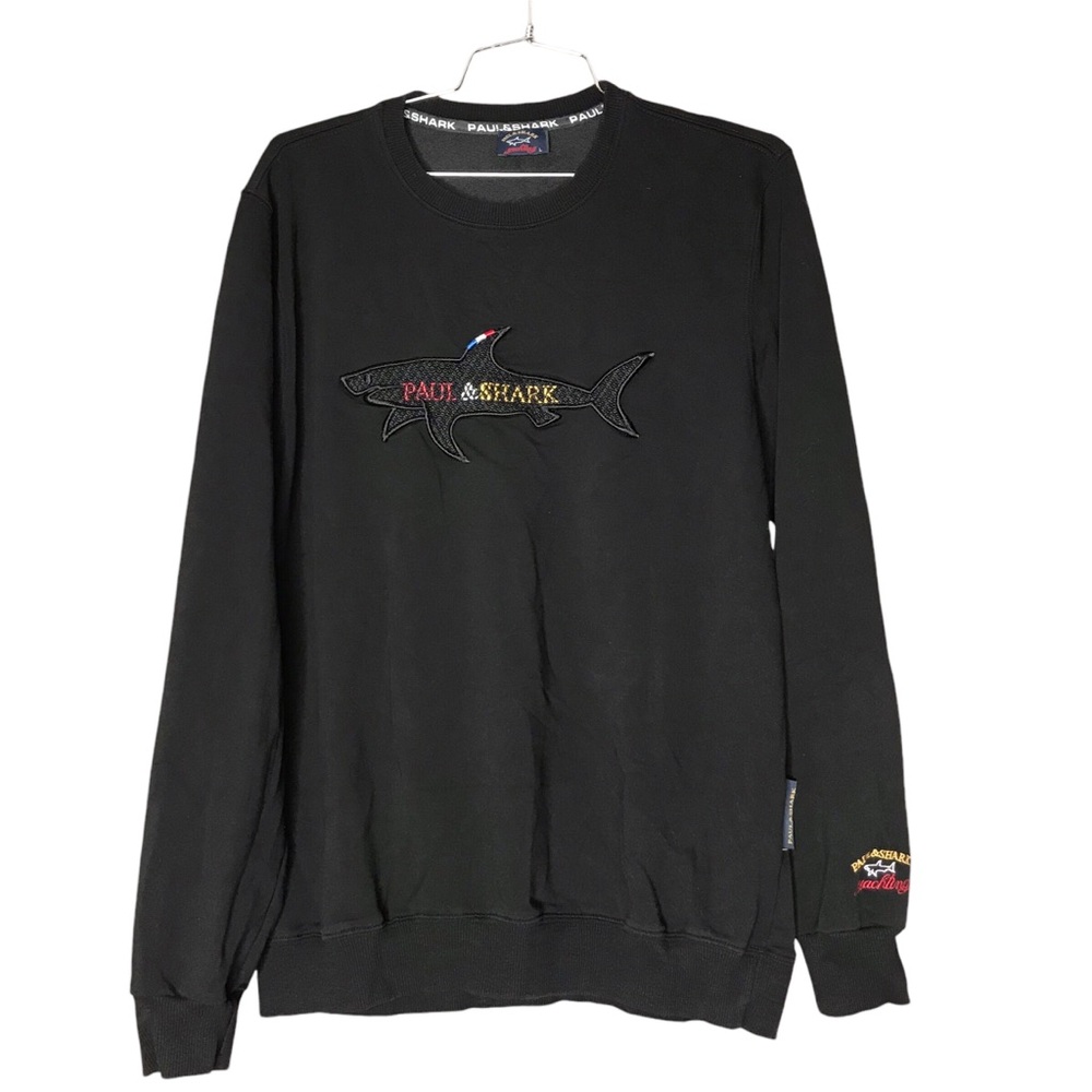 Paul & Shark Cotton Blend Crew Neck Long Sleeve Sweatshirt Black Men's Large